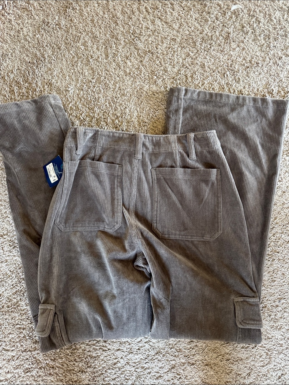 NWT Arizona Jean Company Charcoal Wide-Leg Corduroy Cargo Pants / E7 - Picture 6 of 6